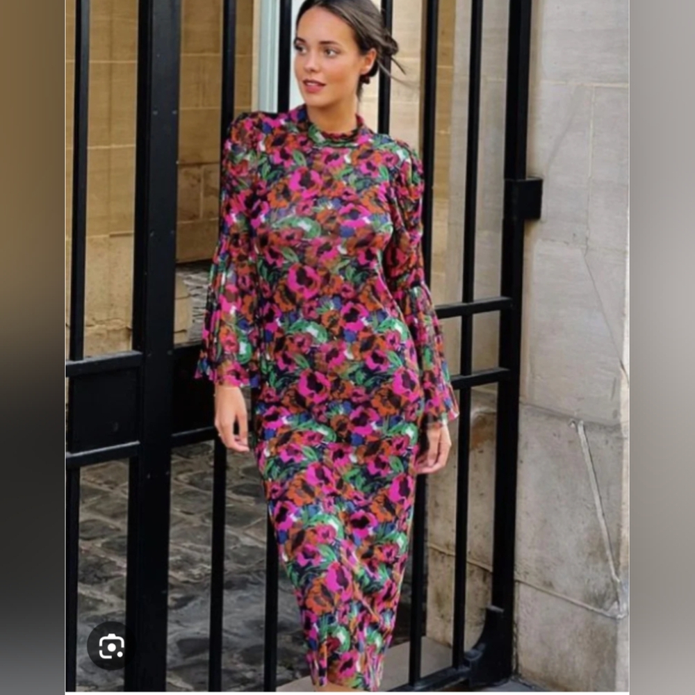 Misa Los Angeles Vibrant Floral Long Sleeve Dress